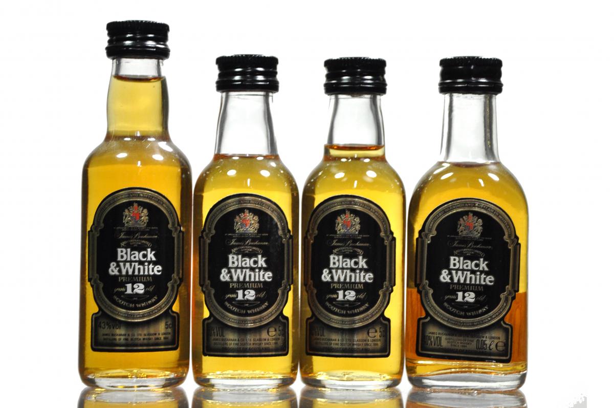 4 x Black & White 12 Year Old Miniatures